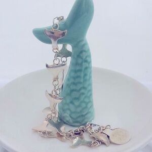 Ankle Bracelet Sterling Silver Mermaid Tail VTG Whale Tail